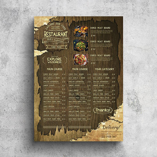 Disorted Grunge Poster Menu - A3 & US Tabloid