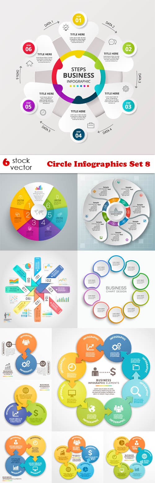 Vectors - Circle Infographics Set 8