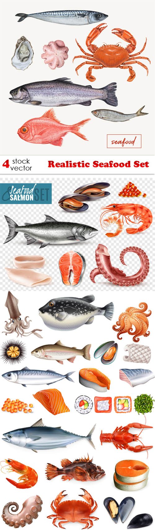 Vectors - Realistic Seafood Set