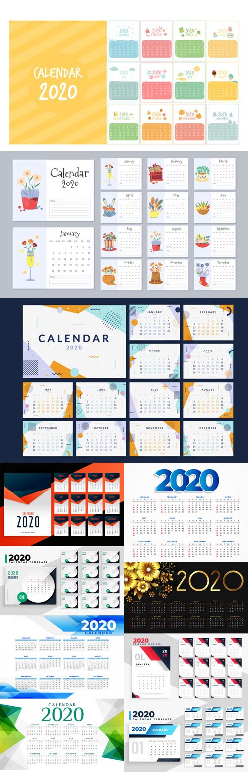 2020 Calendars Vector Collection 3