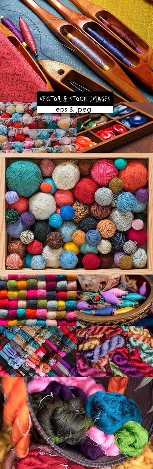 Threads balls color yarn and accessories for tailoring