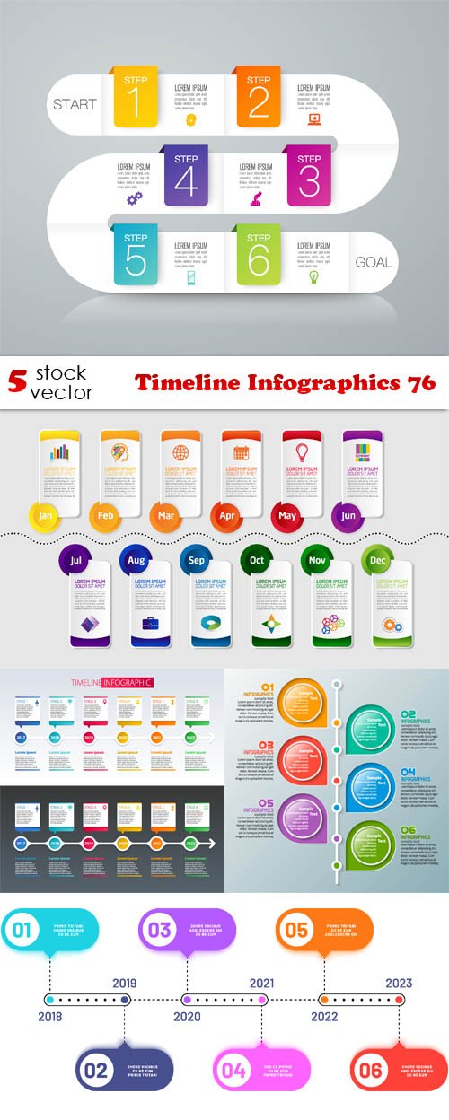 Vectors - Timeline Infographics 76