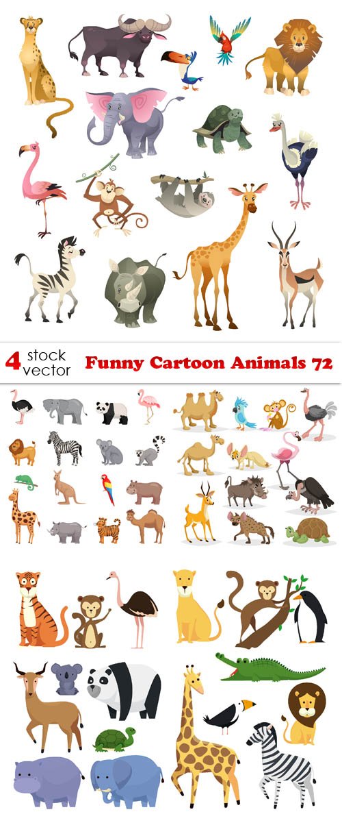 Vectors - Funny Cartoon Animals 72