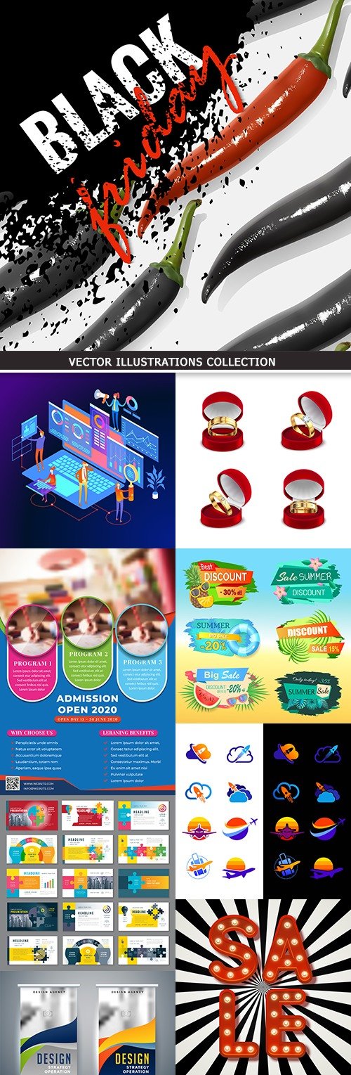 Modern vector illustrations collection different subjects 30