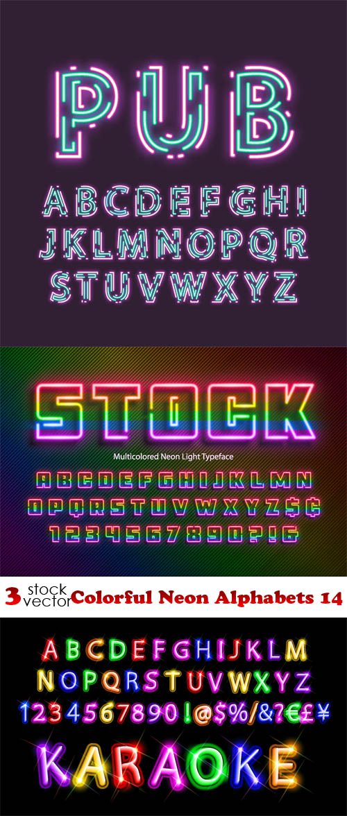 Vectors - Colorful Neon Alphabets 14
