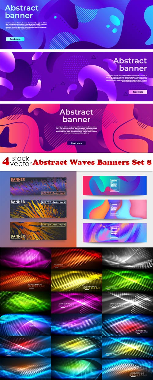 Vectors - Abstract Waves Banners Set 8