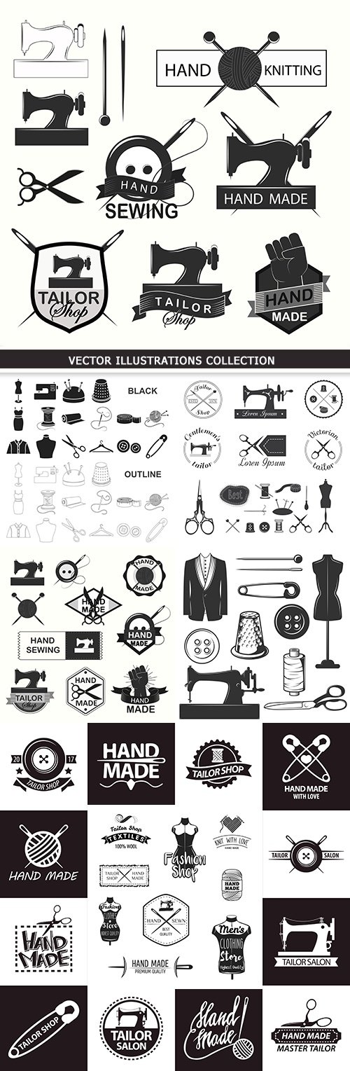 Sewing and instruments needlework tailor design emblem