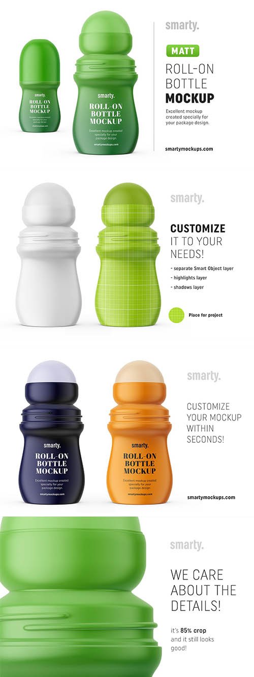 Matt roll-on bottle mockup