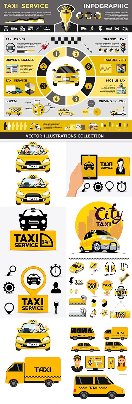 Taxi around city online service and order of car