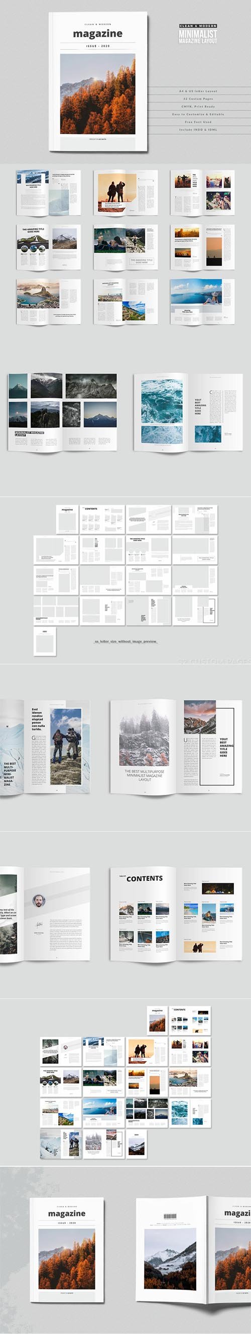Clean and modern minimalist magazine template