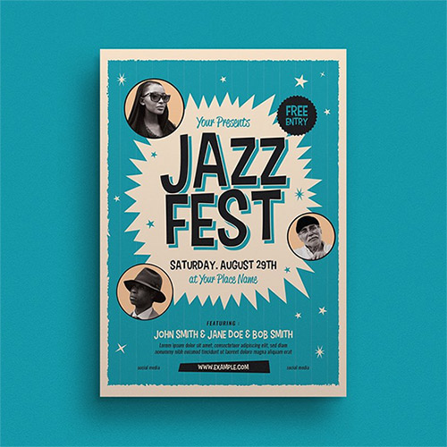 Old Jazz Festival Event Flyer PSD