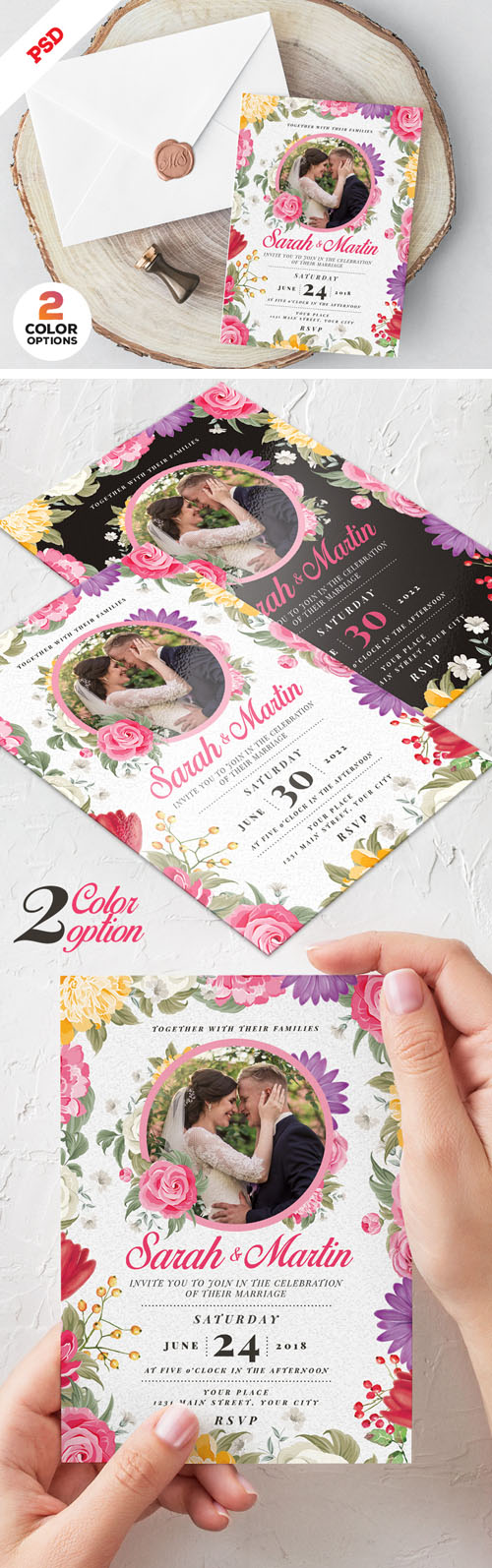 Wedding Invitation Card Design PSD Templates