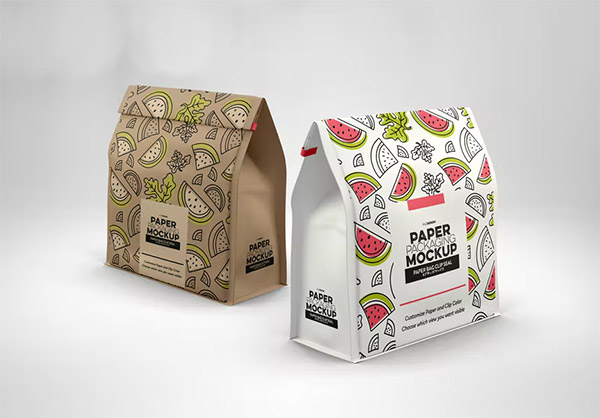Paper Bags with Clip Seal Packaging Mockup