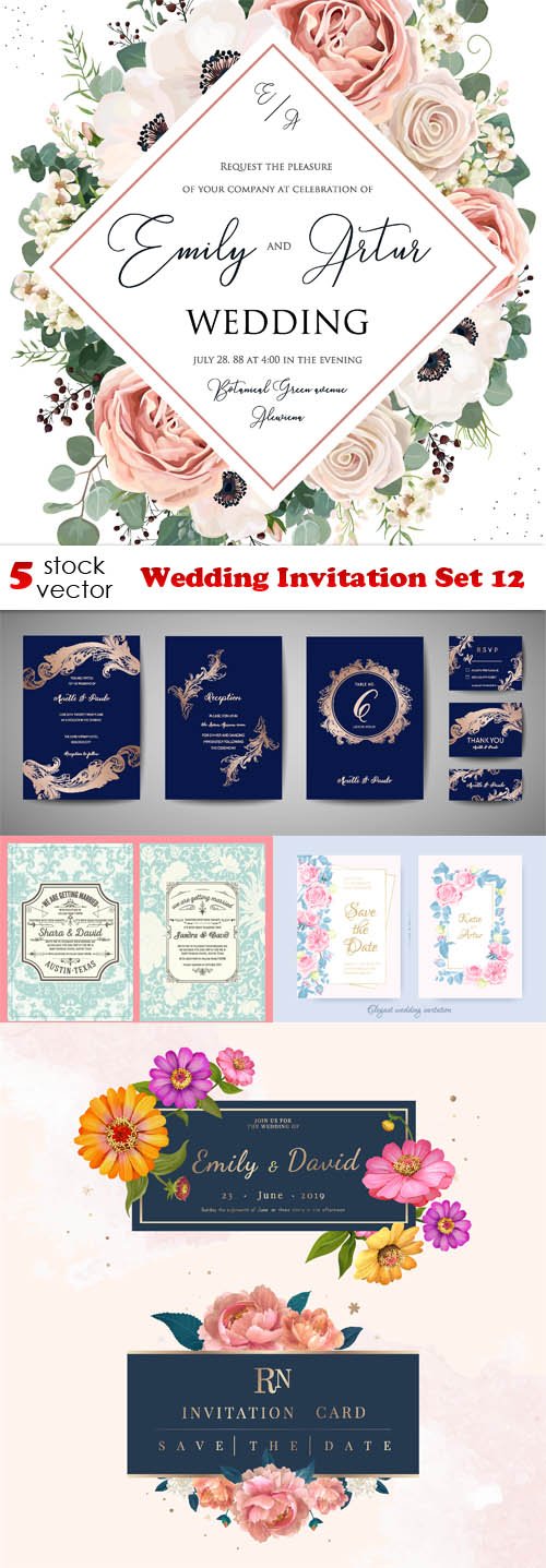 Vectors - Wedding Invitation Set 12