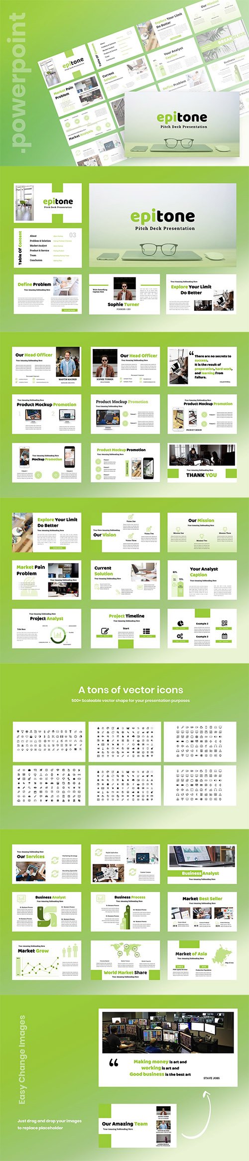 Epitone - Pitch Deck Powerpoint, Keynote and Google Slides Templates