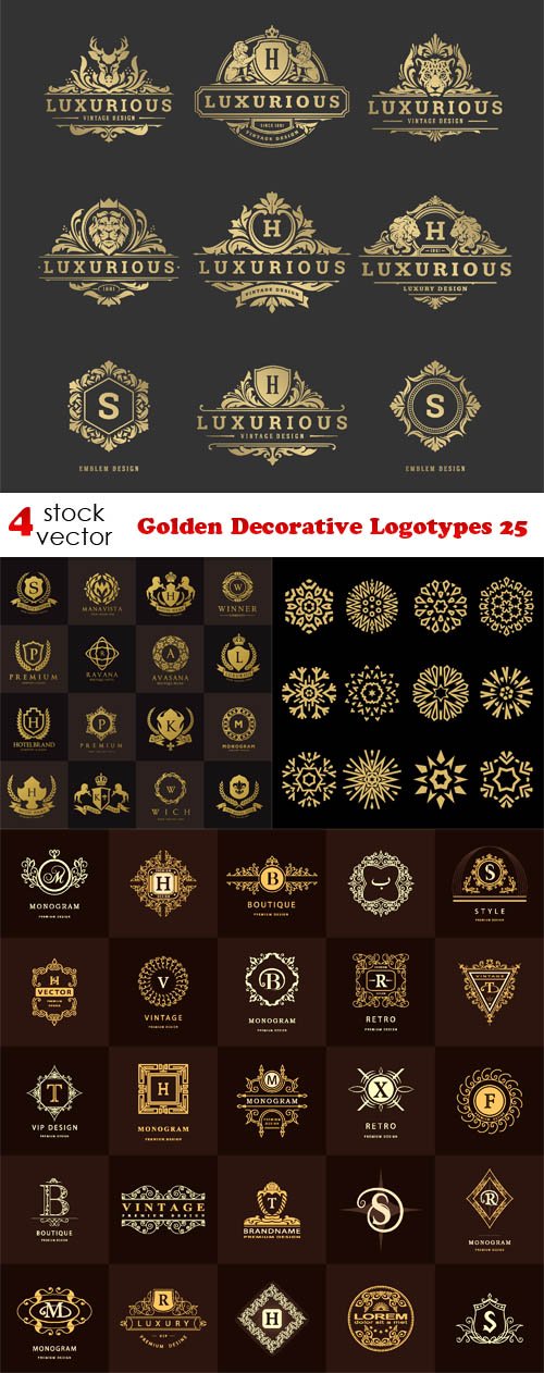 Vectors - Golden Decorative Logotypes 25