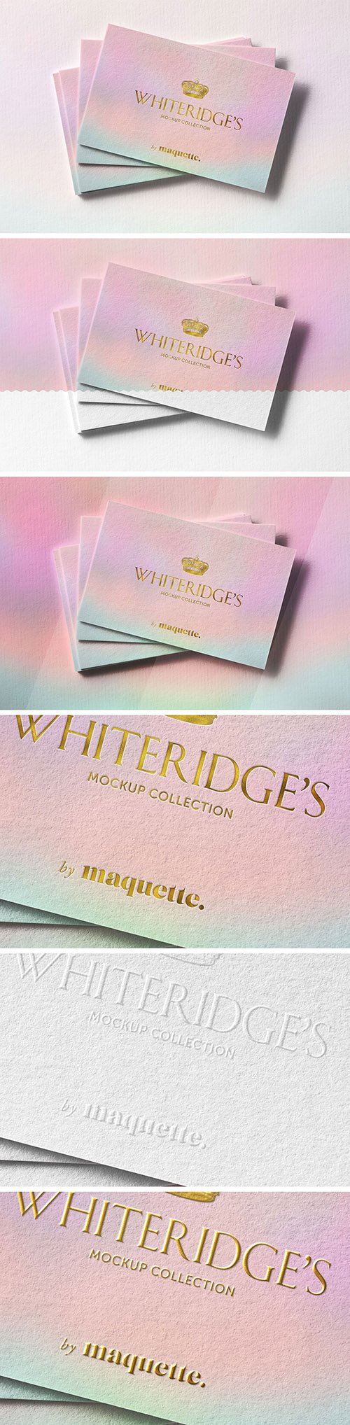 Stack of Luxury Business Cards with Gold Embossing Mockup 2