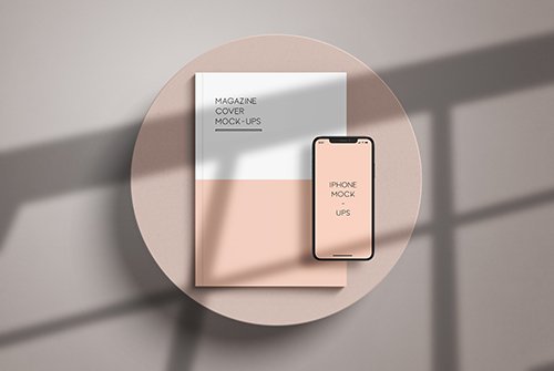 A4 Magazine Cover with Iphone Mockup