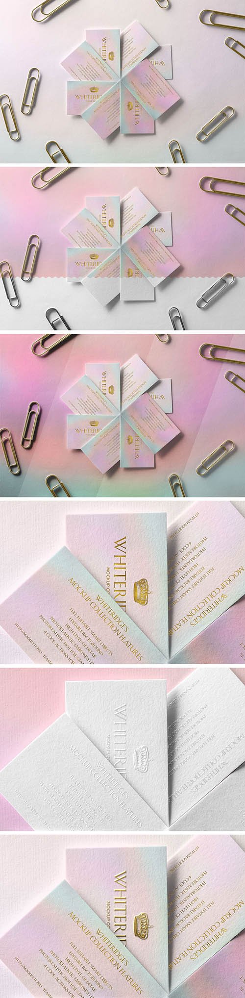 Fan of Luxury Business Cards with Gold Embossing Mockup 1