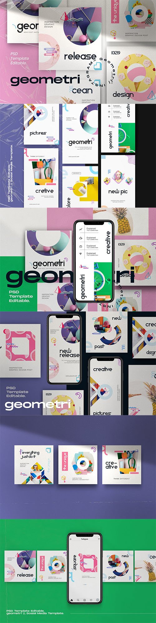 Geometri - Pack 1 Social Media Kit Post+Stories