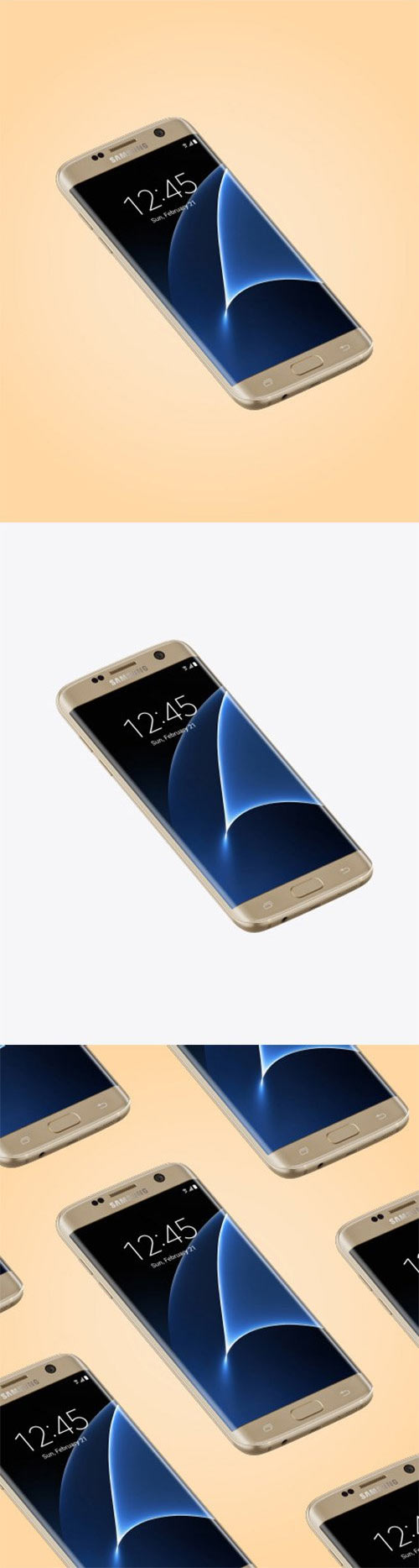 Gold Platinum Samsung Galaxy S7 Phone Mockup