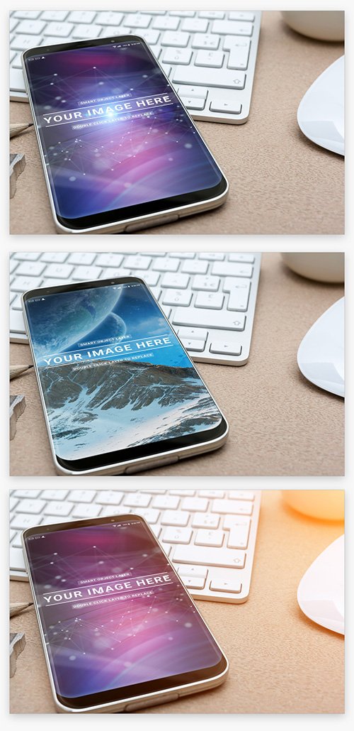 Close-Up View of Smartphone on Desk Mockup