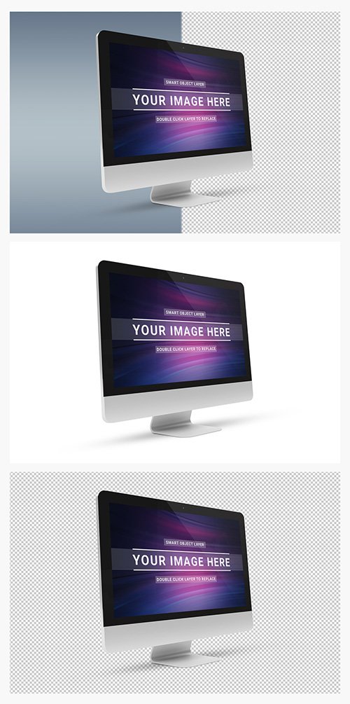 Isolated Side View Desktop Computer Mockup