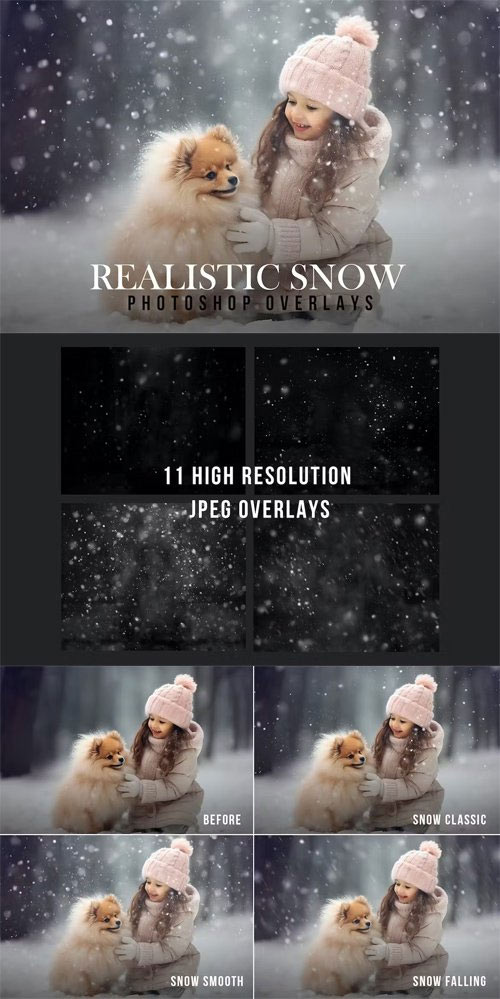 Realistic Snow Photoshop Overlays Collection