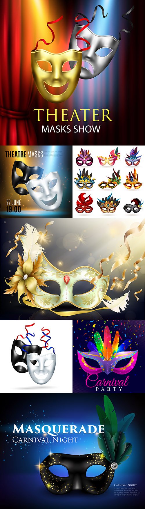 Decorative theatrical and carnival face mask design