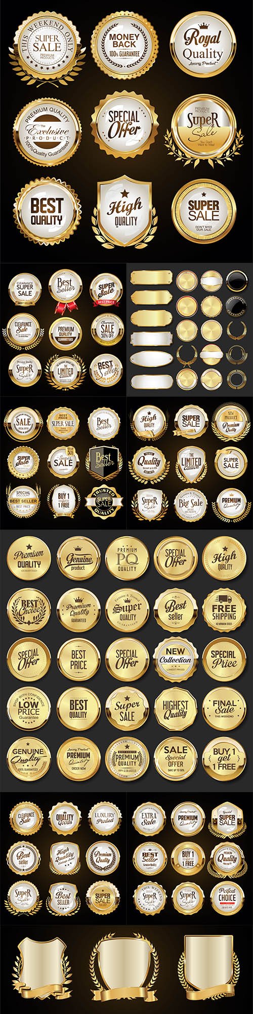 Premium quality gold badges and labels collection 34