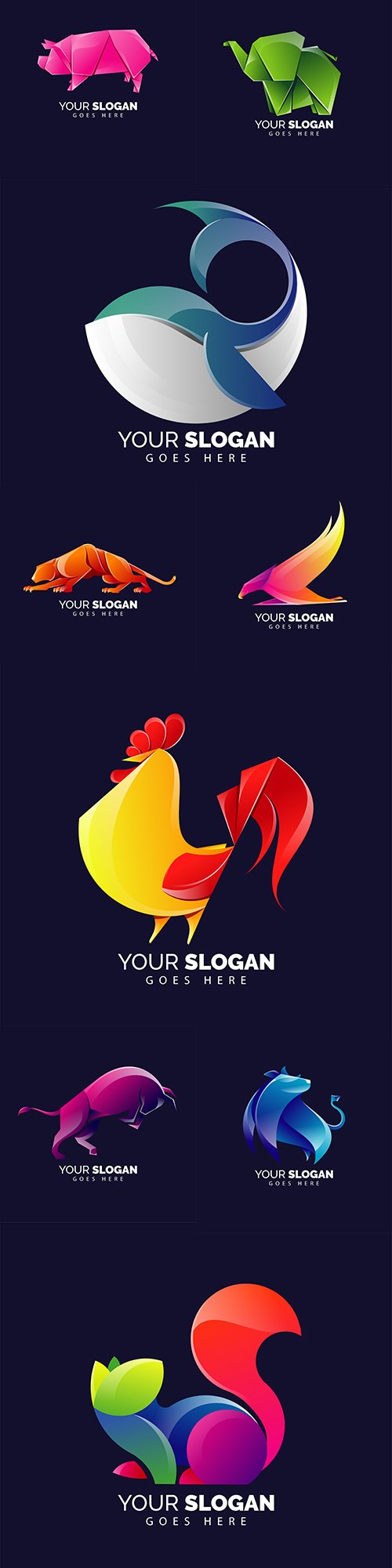 Colorful origami logo design in modern style