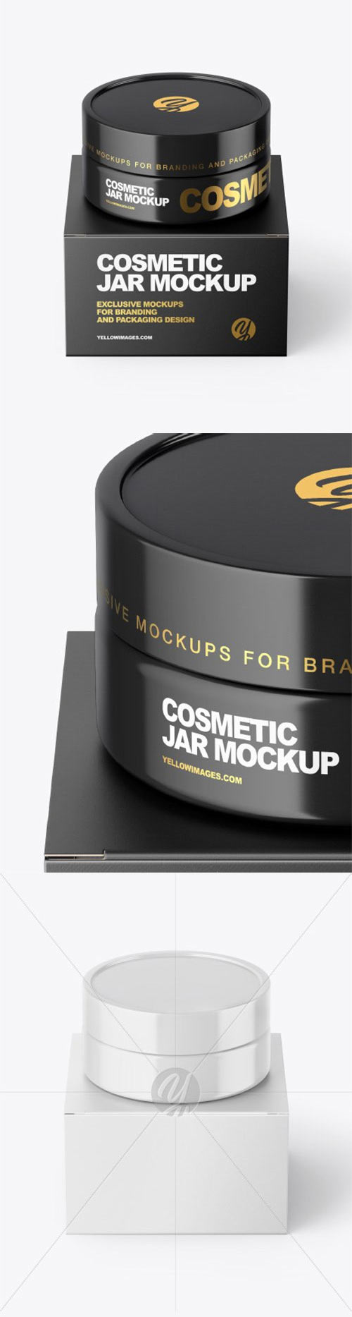 Glossy Cosmetic Jar with Paper Box Mockup