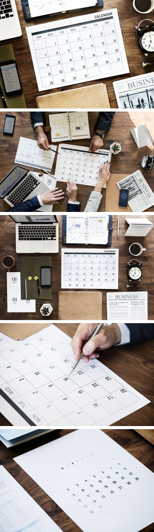 5 Business Agenda & Calendar Photos + PSD Mockups Templates