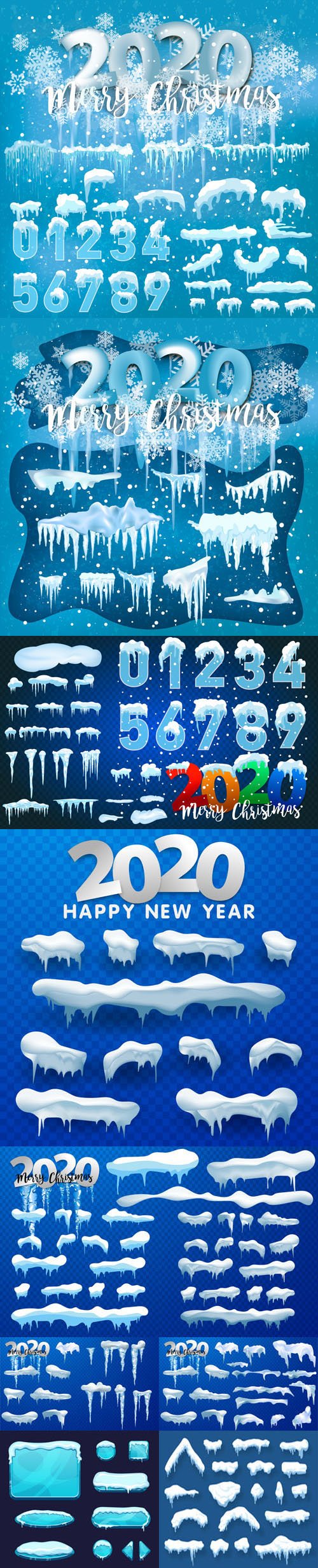 New Year 2020 Ice & Snow Vector Templates