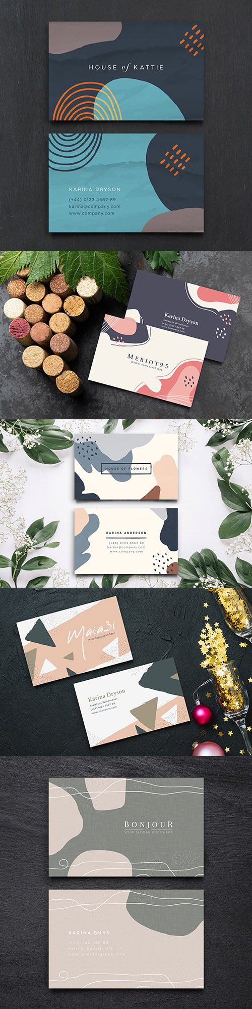 Business card template with pastel tone spots