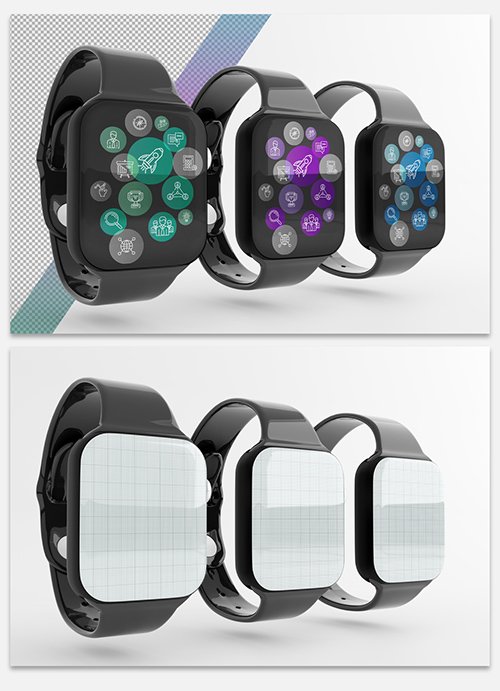 Mockup of 3 Smartwatches