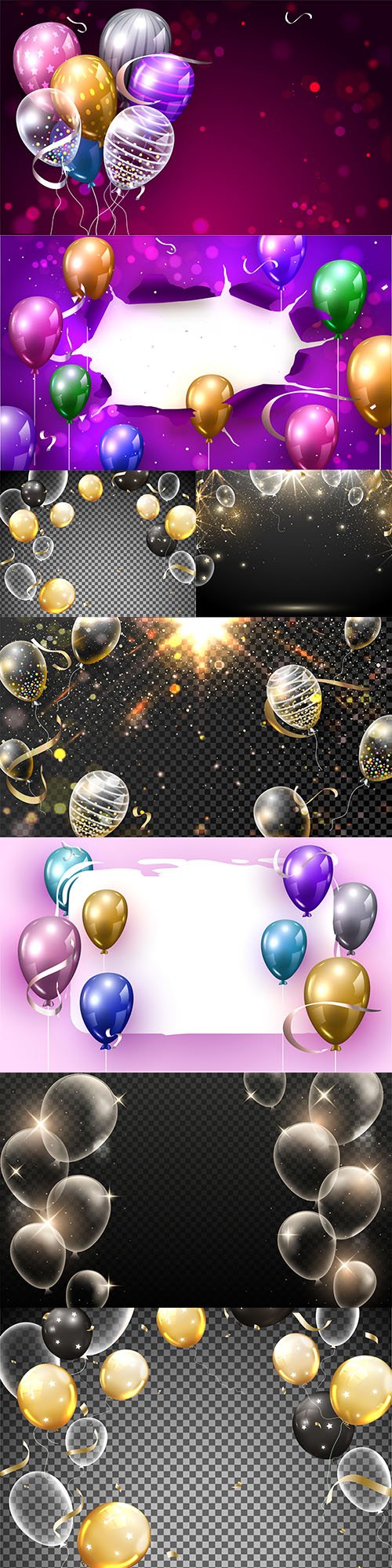 Realistic balloons for birthday invitation design
