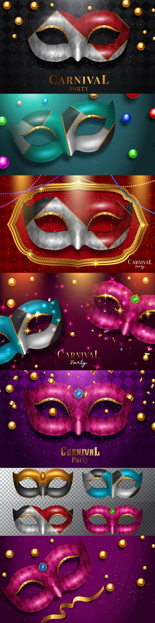 Mask Mardi gras design carnival party 3d illustrations