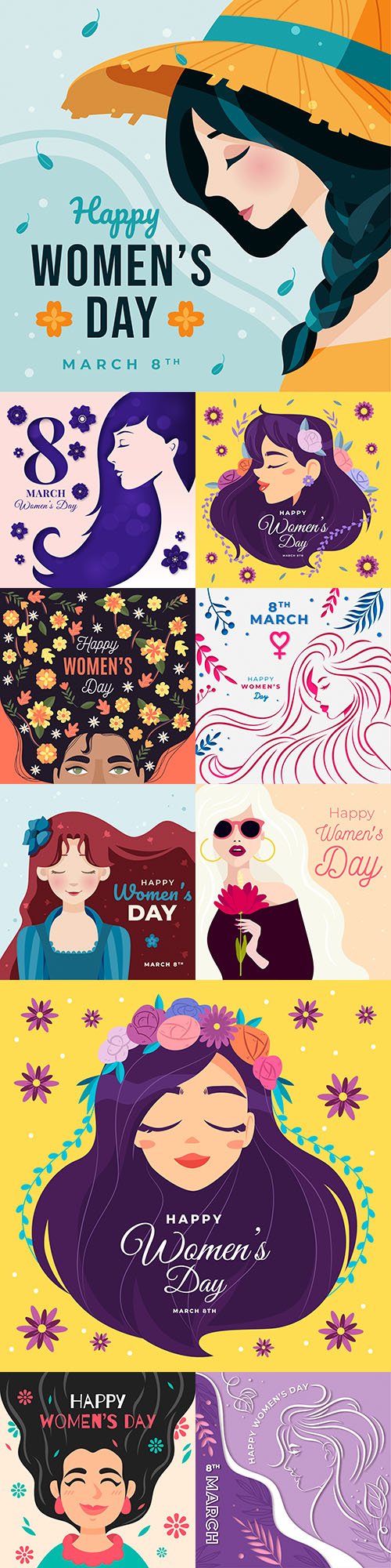 March 8 Women's Day illustration design concept 4