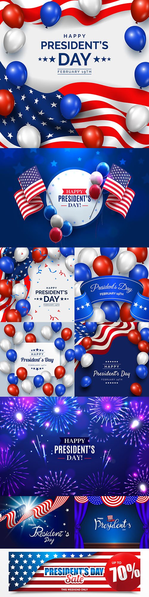 Presidential day with balloons realistic illustrations
