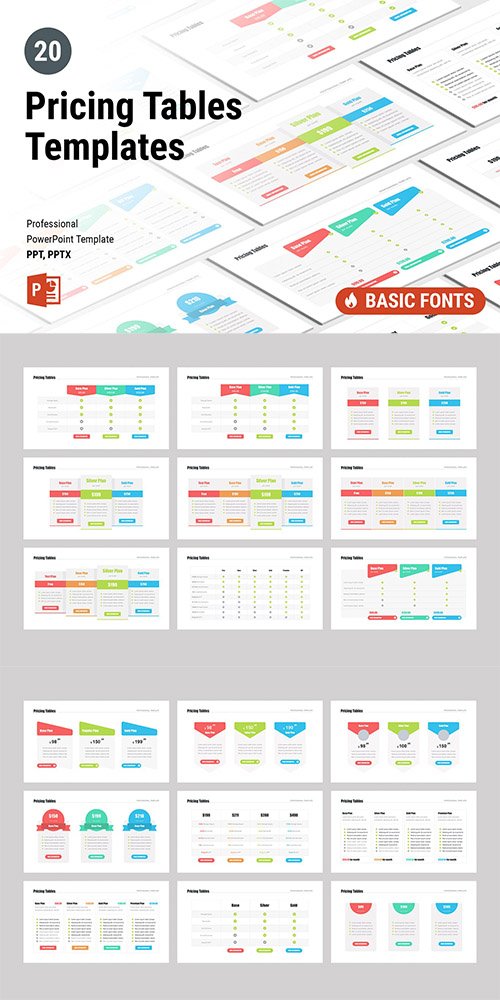20 Pricing Tables PowerPoint and Keynote Templates