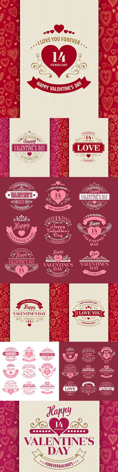 Happy Valentine's Day romantic decorative illustrations 31