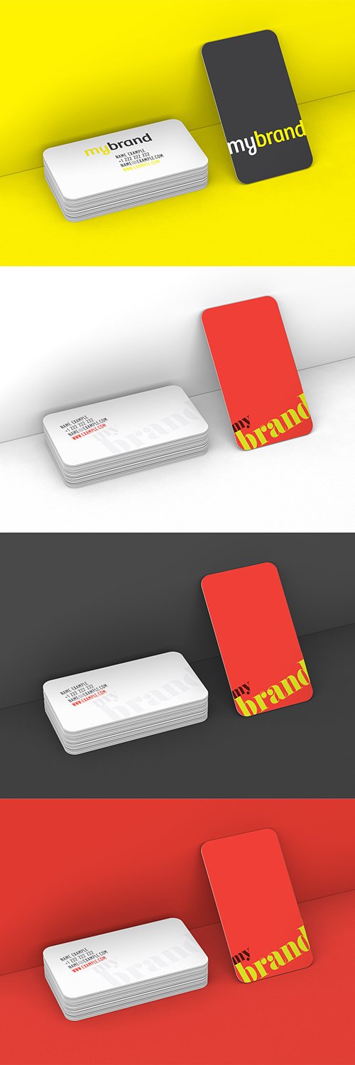 Rounded Edge Business Cards Mockup