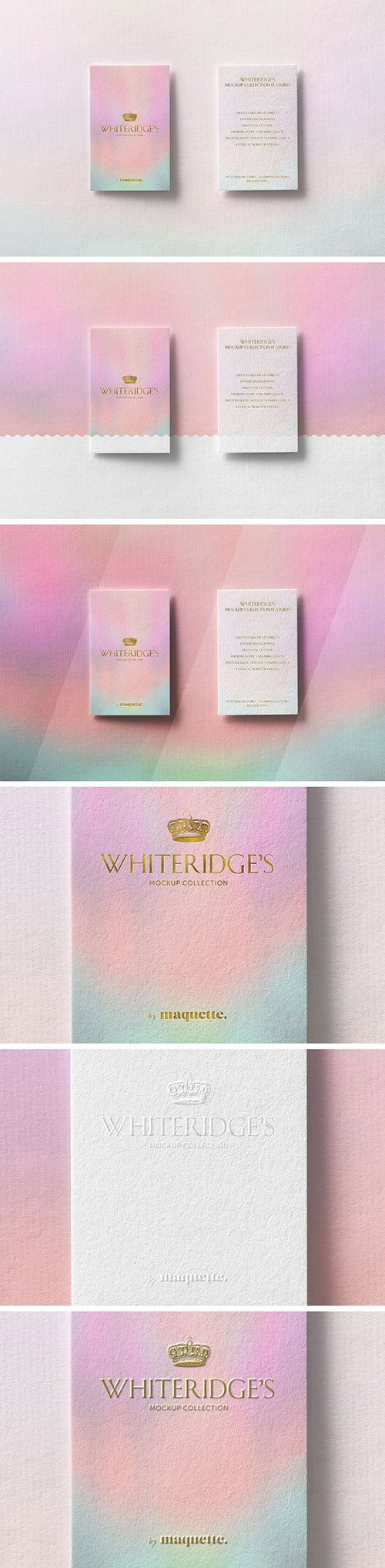 Two Luxury Business Cards with Gold Embossing Mockup 3