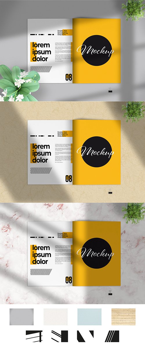 Open Brochure with Two Pages and Shadows Mockup