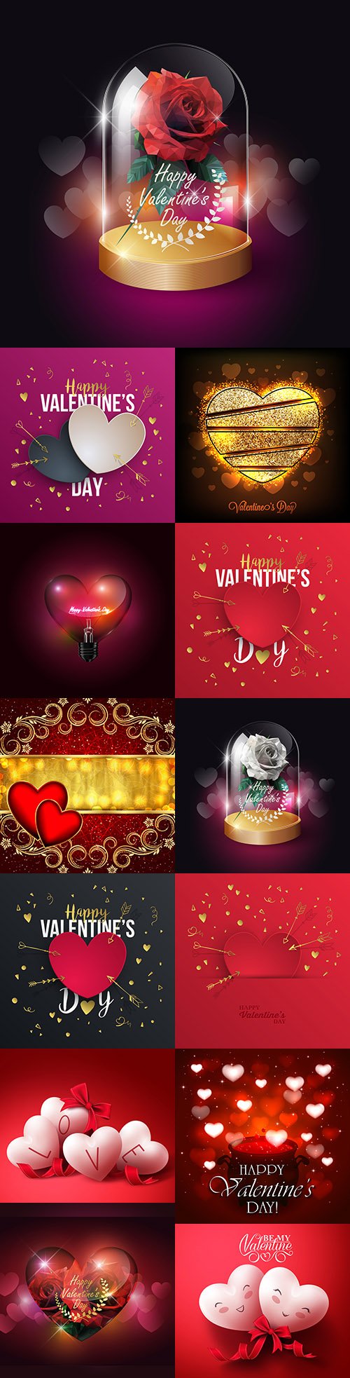 Happy Valentine's Day romantic decorative illustrations 28