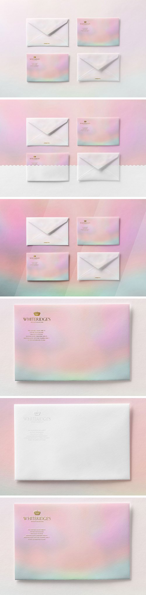 Four Luxury Gold-Embossed Envelopes Mockup 1