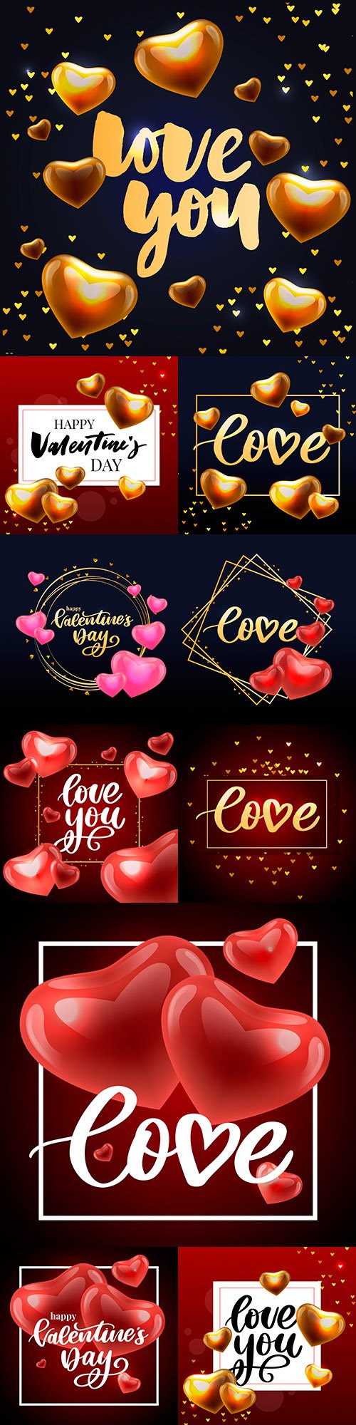 Happy Valentine's Day romantic decorative illustrations 32