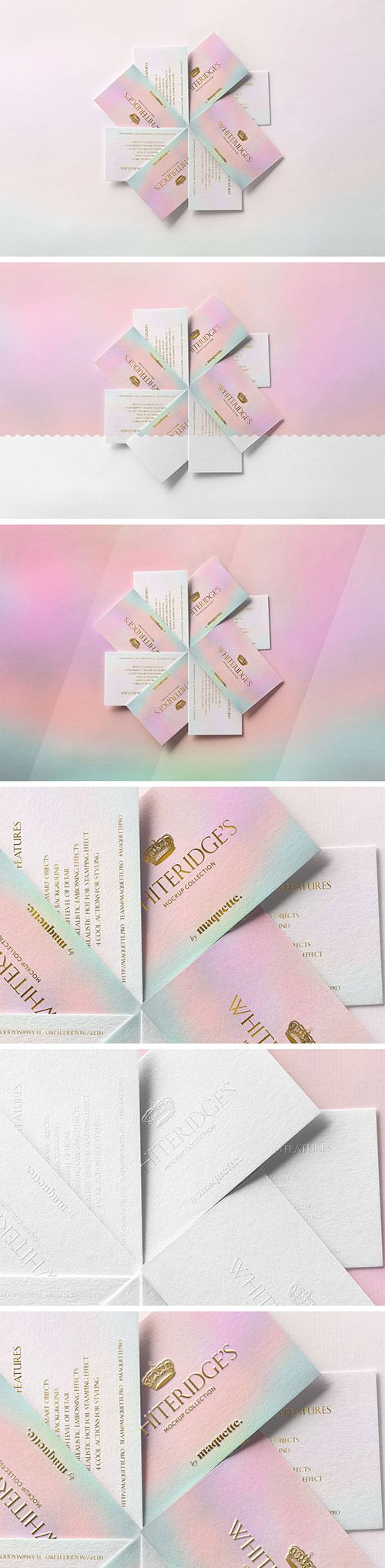 Fan of Luxury Business Cards with Gold Embossing Mockup 2