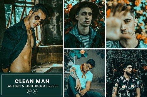Clean Man Portrait Action & Lightrom Presets